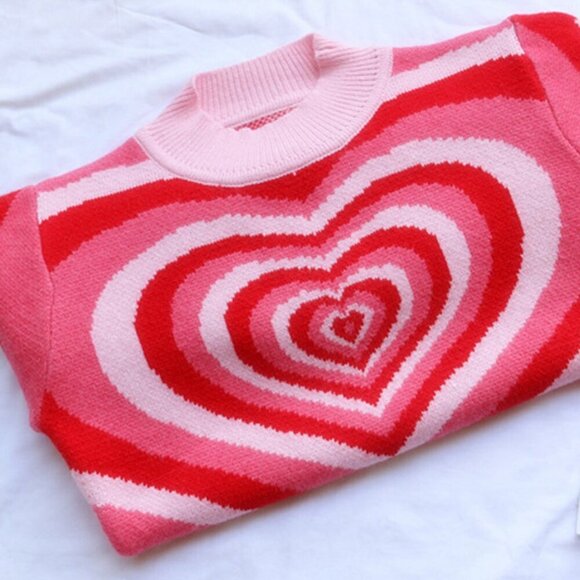 NWT Pink Heart Mock Neck Long Sleeve Sweater - Picture 12 of 13